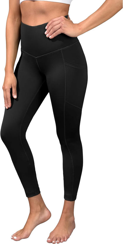 Lukasy Squat Proof Elastic Free Super High Waisted Tummy Control Ankle Leggings with Pockets