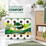 Lukasy Ultra Soft Premium Toilet Tissue, 3-Ply, 315 Sheets per Roll, 24 Mega Rolls, 100% Virgin Wood Pulp