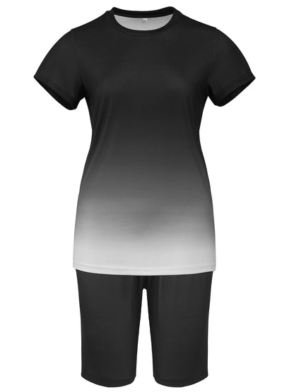 Lukasy Sportwear 2Pcs Outfits for Women Short Sleeve T-Shirts Bodycon Pants